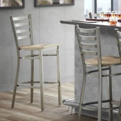 Best deal 💯 Lancaster Table & Seating Clear 🧥 Coat Frame Ladder Back Bar Height Chair With Driftwood Seat 🔔
