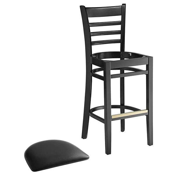 Coupon ✨ Lancaster Table & Seating Black Ladder Back Bar Height Chair With Black Padded Seat 🔥 - Image 4