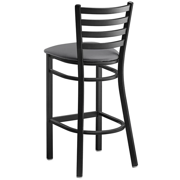 Coupon 🛒 Lancaster Table & Seating Black Ladder Back Bar Height Chair With Dark Gray Padded Seat 😍 - Image 3