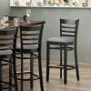 Cheapest 😍 Lancaster Table & Seating Black Finish Wooden Ladder Back Bar Height Chair With Light Gray Padded Seat ⭐