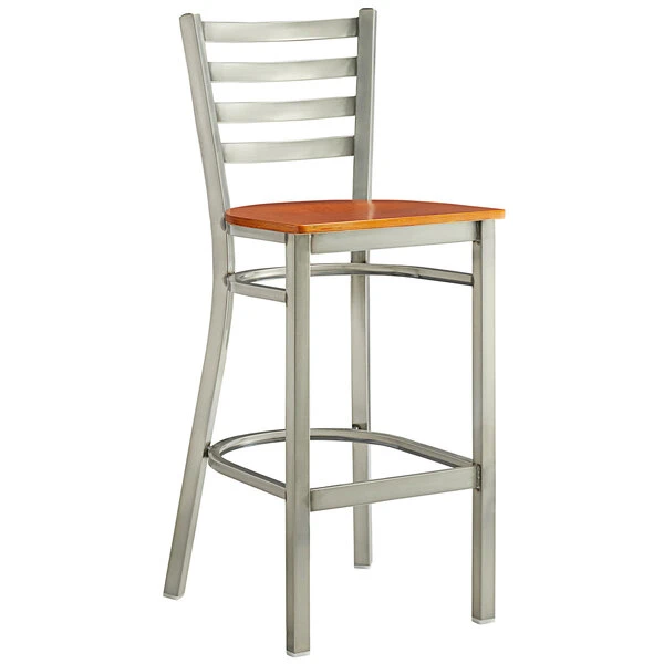 Best Sale ๐ฏ Lancaster Table & Seating Clear ๐งฅ Coat Frame Ladder Back Bar Height Chair With Cherry Wood Seat โ - Image 2