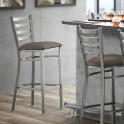 Cheap ๐ฅ Lancaster Table & Seating Clear ๐งฅ Coat Ladder Back Bar Height Chair With Taupe Padded Seat ๐ฅฐ