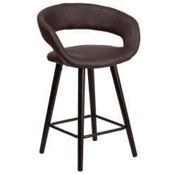 Coupon 😍 Flash Furniture CH-152561-BRN-VY-GG Brynn Series Cappuccino Wood Counter Height Stool With Brown Vinyl Seat 🎁