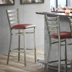 Deals 🎁 Lancaster Table & Seating Clear Frame Ladder Back Bar Height Chair With Burgundy Padded Seat 💯