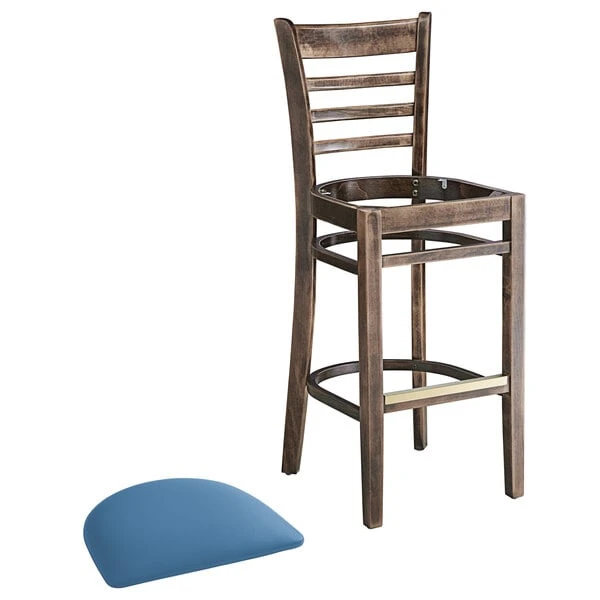 Top 10 ๐ Lancaster Table & Seating Vintage Finish Wooden Ladder Back Bar Height Chair With Blue Padded Seat ๐ - Image 4
