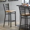 Coupon ⌛ Lancaster Table & Seating Distressed Copper Frame Ladder Back Bar Height Chair With Light Brown Padded Seat 💯
