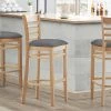 Wholesale 🎉 Lancaster Table & Seating Natural Finish Wooden Ladder Back Bar Height Chair With Dark Gray Padded Seat 🛒
