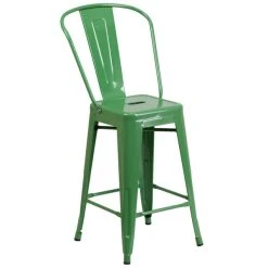 Best reviews of 🎉 Flash Furniture CH-31320-24GB-GN-GG 24" Green Galvanized Steel Counter Height Stool With Vertical Slat Back And Drain Hole Seat 🛒