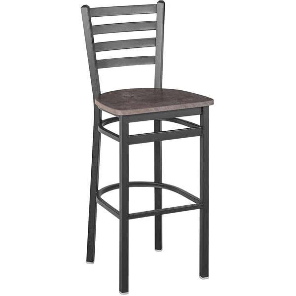 Cheapest ๐ฅ BFM Seating Lima Sand Black Steel Ladder Back Barstool With Relic Rustic Copper Seat ๐