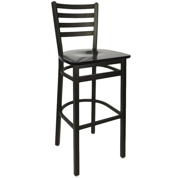Best reviews of 🎉 BFM Seating 2160BBLW-SB Lima Metal Ladder Back Barstool With Black Wooden Seat 🎉