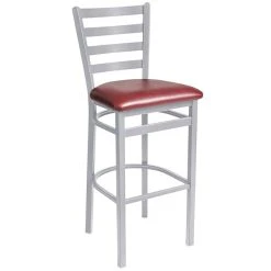 Cheapest 🔔 BFM Seating 2160BBUV-SM Lima Silver Mist Steel Bar Height Chair With 2" Burgundy Vinyl Seat 🔥