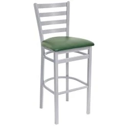 Best Sale 🔔 BFM Seating 2160BGNV-SM Lima Silver Mist Steel Bar Height Chair With 2" Green Vinyl Seat 🧨