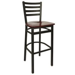 Best deal 🔥 BFM Seating 2160BMHW-SB Lima Metal Ladder Back Barstool With Mahogany Wooden Seat 😀
