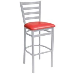 Best reviews of 🌟 BFM Seating 2160BRDV-SM Lima Silver Mist Steel Bar Height Chair With 2" Red Vinyl Seat 🔥