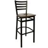 Wholesale ❤️ BFM Seating 2160BWAW-SB Lima Metal Ladder Back Barstool With Walnut Wooden Seat ✔️