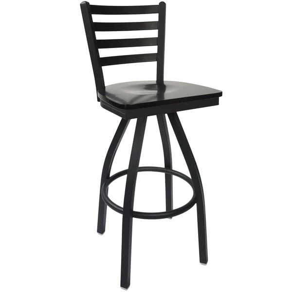 Cheapest 💯 BFM Seating 2160SBLW-SB Lima Sand Black Steel Bar Height Chair With Black Wood Swivel Seat 🥰