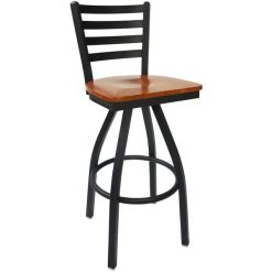 Best reviews of ⭐ BFM Seating 2160SCHW-SB Lima Sand Black Steel Bar Height Chair With Cherry Wood Swivel Seat 😉