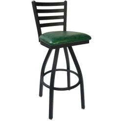 Best Sale 🌟 BFM Seating 2160SGNV-SB Lima Sand Black Steel Bar Height Chair With 2" Green Vinyl Swivel Seat 💯