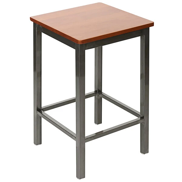 Buy 🎁 BFM Seating 2510HCHW-CL Trent Clear 🧥 Coated Steel Counter Height Bar Stool With Cherry Wooden Seat 🌟