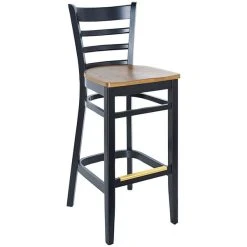 Best Pirce 🔔 BFM Seating Berkeley Black Beechwood Ladder Back Barstool With Autumn Ash Wood Seat 🧨