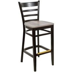 Best reviews of 💯 BFM Seating Berkeley Black Beechwood Ladder Back Barstool With Relic Chestnut Seat ⌛
