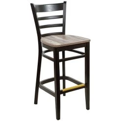 Brand new 💯 BFM Seating Berkeley Black Beechwood Ladder Back Barstool With Relic Farmhouse Seat 👍
