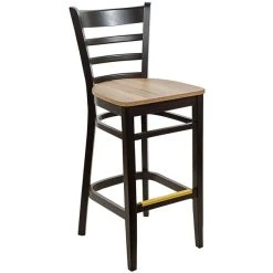 Best deal 🔔 BFM Seating Berkeley Black Beechwood Ladder Back Barstool With Relic Knotty Pine Seat ❤️
