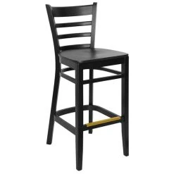 Buy 😍 BFM Seating Berkeley Black Beechwood Ladder Back Barstool With Veneer Wood Seat ⭐