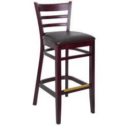 Cheapest 🎉 BFM Seating Berkeley Dark Mahogany Beechwood Ladder Back Barstool With 2" Dark Brown Vinyl Seat ❤️