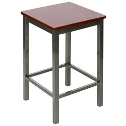 Buy 😍 BFM Seating 2510HMHW-CL Trent Clear 🧥 Coated Steel Counter Height Bar Stool With Mahogany Wooden Seat ✨
