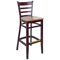Best deal 🔔 BFM Seating Berkeley Dark Mahogany Beechwood Ladder Back Barstool With Autumn Ash Wood Seat ✨