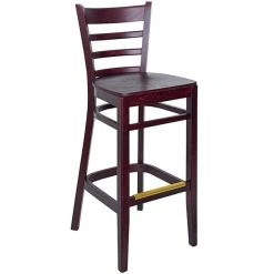 Budget 🎁 BFM Seating Berkeley Dark Mahogany Beechwood Ladder Back Barstool With Veneer Wood Seat 🛒