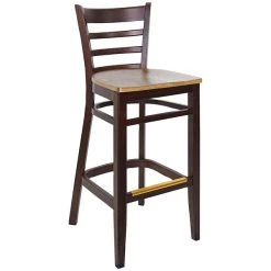 Best deal ✨ BFM Seating Berkeley Dark Walnut Beechwood Ladder Back Barstool With Autumn Ash Wood Seat 😀