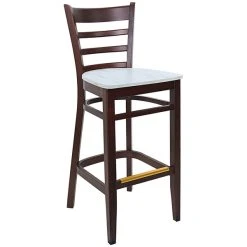 Best Sale 🔔 BFM Seating Berkeley Dark Walnut Beechwood Ladder Back Barstool With Relic Antique Wash Seat 🎁