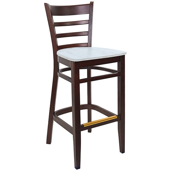 Best Sale ๐ BFM Seating Berkeley Dark Walnut Beechwood Ladder Back Barstool With Relic Antique Wash Seat ๐