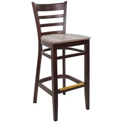 Cheapest 🎁 BFM Seating Berkeley Dark Walnut Beechwood Ladder Back Barstool With Relic Knotty Pine Seat ✔️