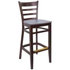 Budget 🌟 BFM Seating Berkeley Dark Walnut Beechwood Ladder Back Barstool With Relic Rustic Copper Seat 🌟