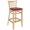 Buy ⭐ BFM Seating Berkeley Natural Beechwood Ladder Back Barstool With 2" Burgundy Vinyl Seat ✨