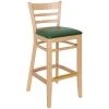 Budget ⌛ BFM Seating Berkeley Natural Beechwood Ladder Back Barstool With 2" Green Vinyl Seat 🛒
