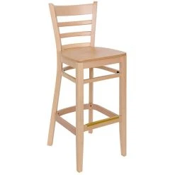 Outlet 🎉 BFM Seating Berkeley Natural Beechwood Ladder Back Barstool With Veneer Wood Seat ✔️