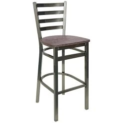Best Sale 🛒 BFM Seating Lima Clear 🧥 Coated Steel Ladder Back Barstool With Relic Rustic Copper Seat ⭐
