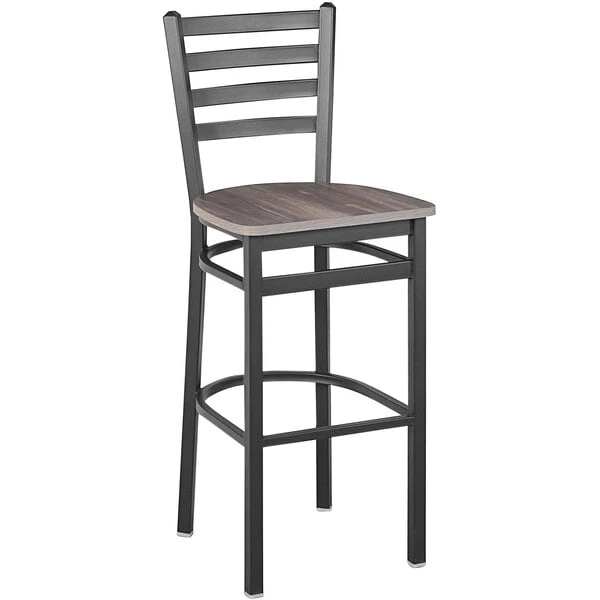 Coupon ๐ BFM Seating Lima Sand Black Steel Ladder Back Barstool With Relic Chestnut Seat โ๏ธ