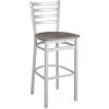 Buy 🔔 BFM Seating Lima Silver Mist Steel Ladder Back Barstool With Relic Chestnut Seat ✔️