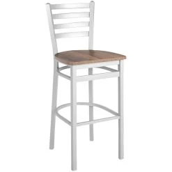 Buy 🎁 BFM Seating Lima Silver Mist Steel Ladder Back Barstool With Relic Knotty Pine Seat 🔥