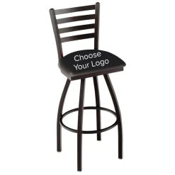 Cheapest 👍 Holland Bar Stool Logo Swivel Stool With Ladder Back And Padded Seat 💯