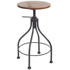 Cheapest 🎁 BFM Seating Lincoln Screw Clear 🧥 Coated Steel Backless Barstool With Autumn Ash Wood Seat 🧨