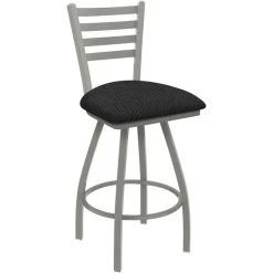 Cheap 🎁 Holland Bar Stool XL 410 Jackie 30" Ladderback Swivel Bar Stool With Anodized Nickel Finish And Graph Coal Seat 🥰