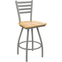 Best Sale 🎉 Holland Bar Stool XL 410 Jackie 30" Ladderback Swivel Bar Stool With Anodized Nickel Finish And Natural Maple Seat 😍
