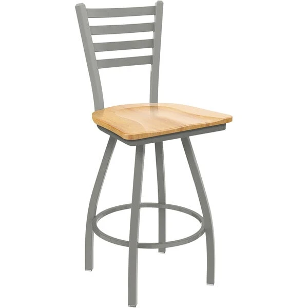 Best Sale 🎉 Holland Bar Stool XL 410 Jackie 30" Ladderback Swivel Bar Stool With Anodized Nickel Finish And Natural Maple Seat 😍