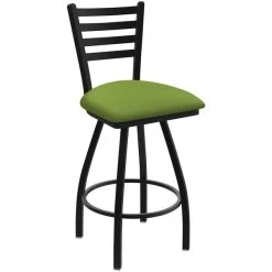 Cheap ⌛ Holland Bar Stool XL 410 Jackie 30" Ladderback Swivel Bar Stool With Black Wrinkle Finish And Canter Kiwi Green Seat 👏